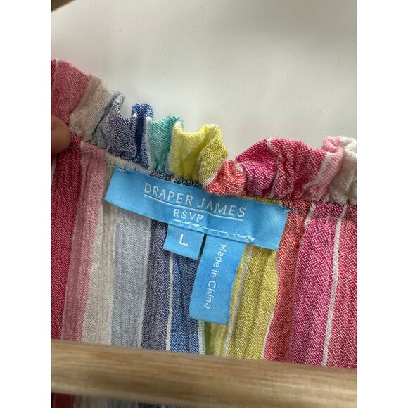 Drapers James RSVP Dress Women Large Pastel Striped Knee Length Rainbow Pockets - Picture 6 of 8